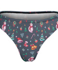Christmas-Women's-Thong-Grey-Blue-Product-Back-View