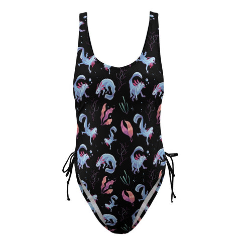 Axolotl-Women's-One-Piece-Swimsuit-Black-Product-Front-View