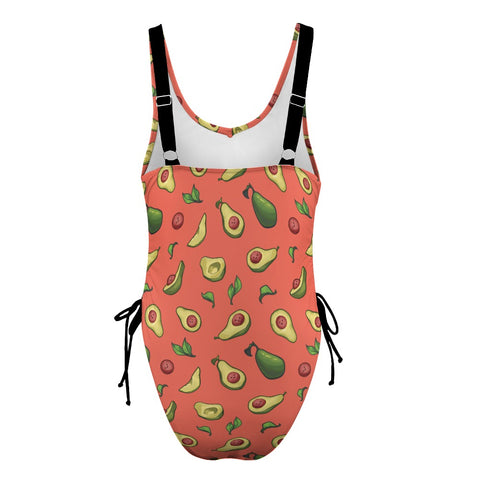 Happy-Avocado-Womens-One-Piece-Swimsuit-Orange-Product-Back-View