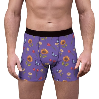 Summer-Garden-Men's-Boxer-Briefs-Purple-Model-Frontal-View