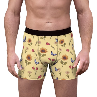 Summer-Garden-Men's-Boxer-Briefs-Pastel-Yellow-Model-Frontal-View