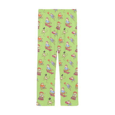 Frogs-in-Action-Mens-Pajama-Lime-Green-Back-View