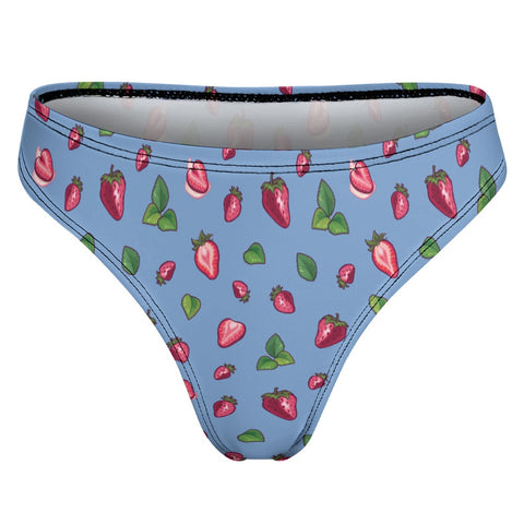 Strawberry-Women's-Thong-Cornflower-Blue-Product-Back-View