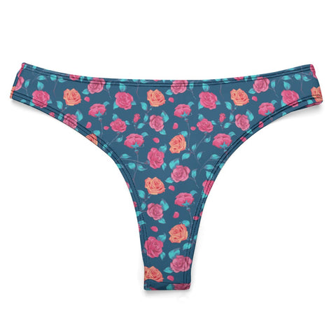 Painted-Roses-Womens-Thong-Blue-Product-Front-View