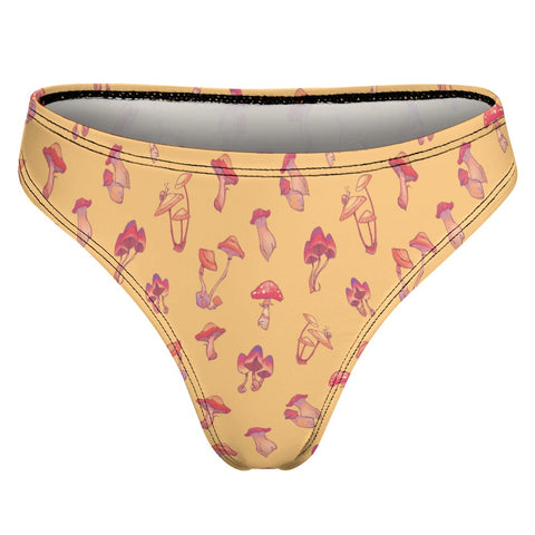 Mushroom-Women's-Thong-Yellow-Product-Back-View