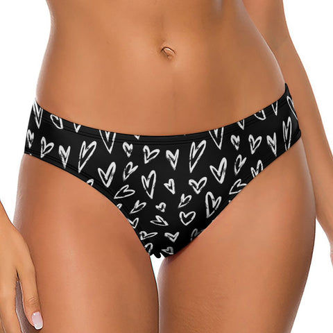 Crazy-Hearts-Women's-Thong-Black-Model-Front-View