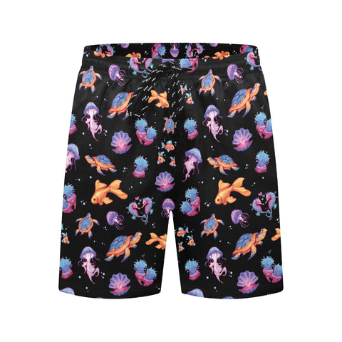 Sea-Life-Mens-Swim-Trunks-Black-Front-View