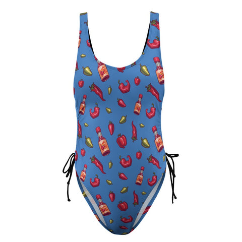 Spicy-Womens-One-Piece-Swimsuit-Blue-Product-Front-View