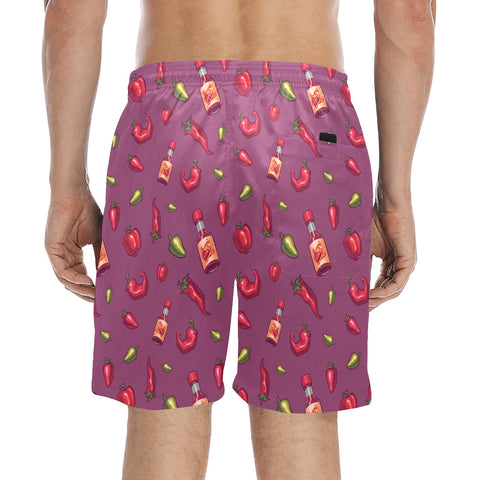 Spicy-Mens-Swim-Trunks-Magenta-Model-Back-View