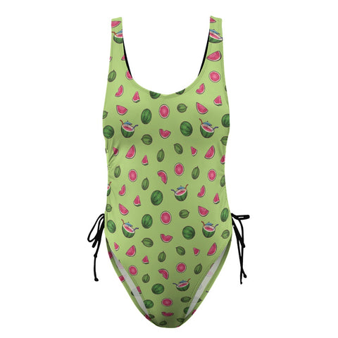 Watermelon-Womens-One-Piece-Swimsuit-Lime-Green-Product-Front-View