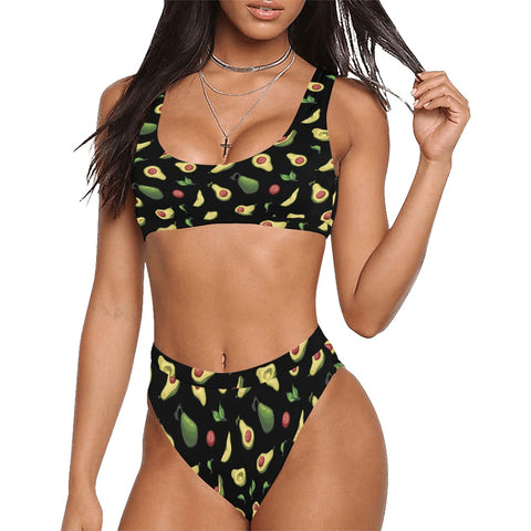Happy-Avocado-Womens-Bikini-Set-Black-Model-Front-View