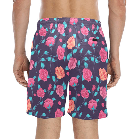 Painted-Roses-Mens-Swim-Trunks-Purple-Model-Back-View