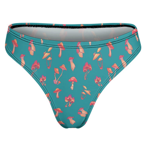 Mushroom-Women's-Thong-Teal-Product-Back-View