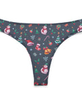Christmas-Women's-Thong-Grey-Blue-Product-Front-View