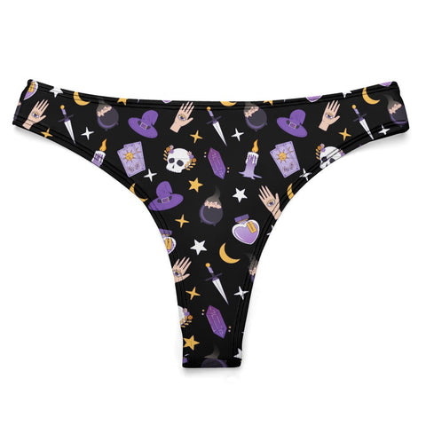 Witch-Core-Womens-Thong-Black-Product-Front-View