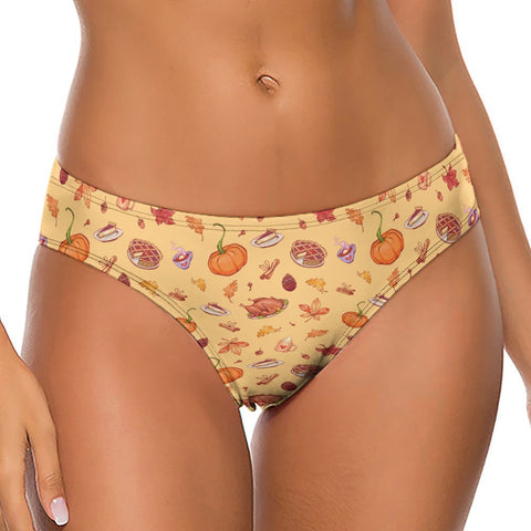 Thanks-Giving-Women's-Thong-Yellow-Model-Front-View