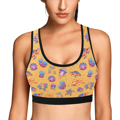 Sea-Life-Womens-Bralette-Orange-Model-Front-View