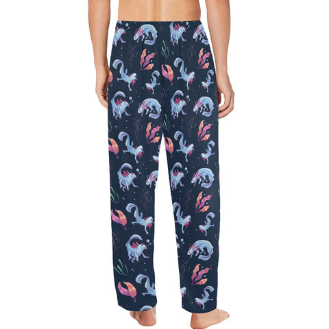 Axolotl-Mens-Pajama-Midnight-Blue-Model-Back-View