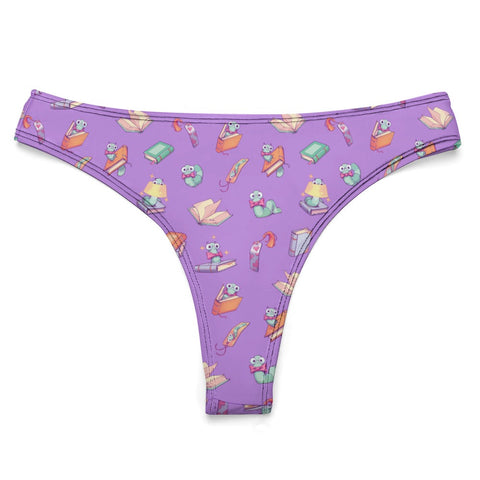 Book-Worm-Women's-Thong-Lavender-Product-Front-View