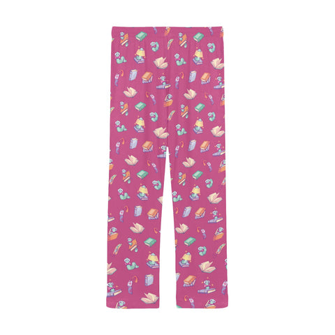 Book-Worm-Men's-Pajamas-Magenta-Back-View