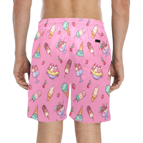 Banana-Split-Men's-Swim-Trunks-Hot-Pink-Model-Back-View