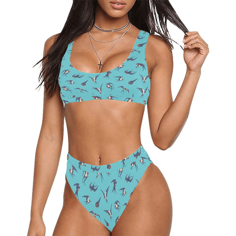 Sparrow-Womens-Bikini-Set-Turquoise-Model-Front-View