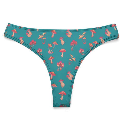 Mushroom-Women's-Thong-Teal-Product-Front-View