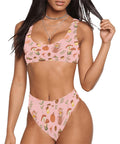 Cottage-Core-Womens-Bikini-Set-Pink-Model-Front-View