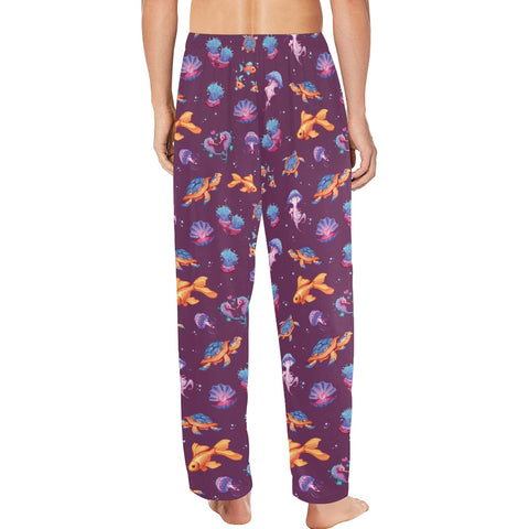 Sea-Life-Mens-Pajama-Plum-Model-Back-View