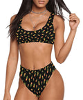 Pineapple-Women's-Two-Piece-Bikini-Black-Model-Front-View
