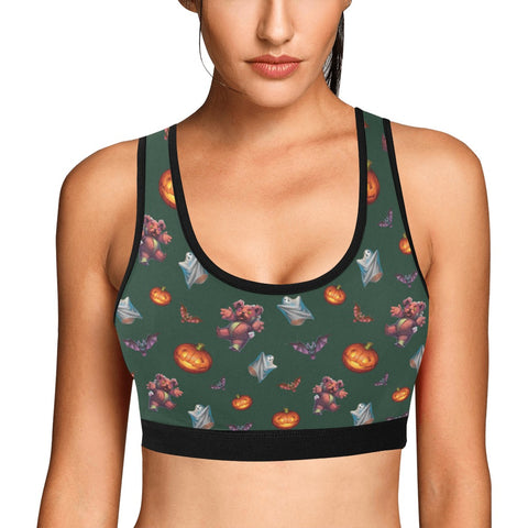Halloween-Womens-Bralette-Dark-Green-Model-Front-View