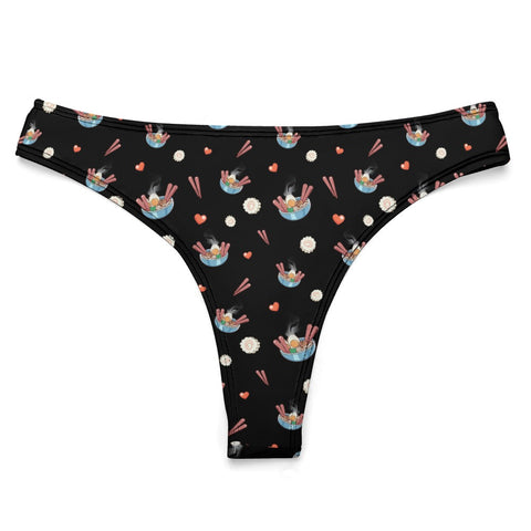 Ramen-Bowl-Women's-Thong-Black-Product-Front-View