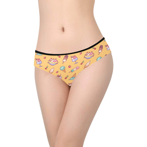 Banana-Split-Womens-Hipster-Underwear-Yellow-Model-Front-View