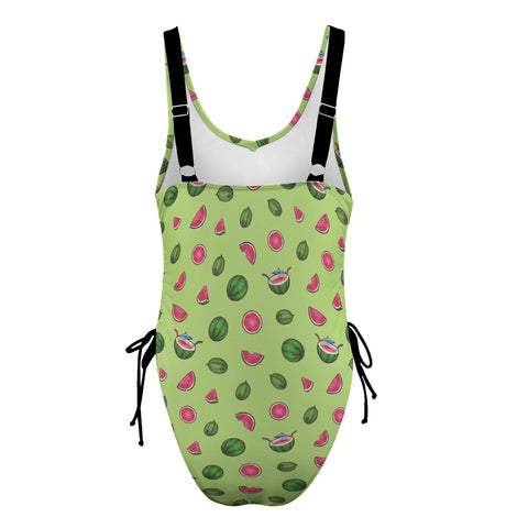 Watermelon-Womens-One-Piece-Swimsuit-Lime-Green-Product-Back-View