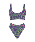 Jungle-Flower-Womens-Bikini-Set-Purple-Pink-Front-View