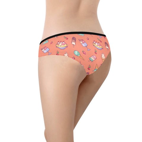 Banana-Split-Womens-Hipster-Underwear-Coral-Model-Back-View