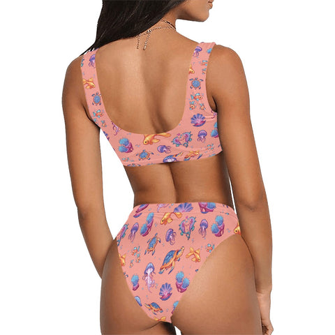 Sea-Life-Womens-Bikini-Set-Coral-Model-Back-View