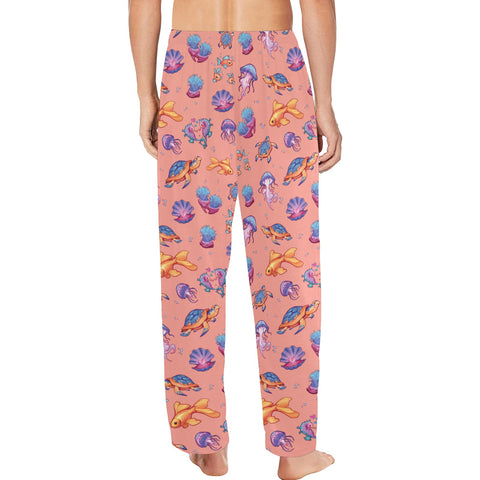 Sea-Life-Mens-Pajama-Coral-Model-Back-View