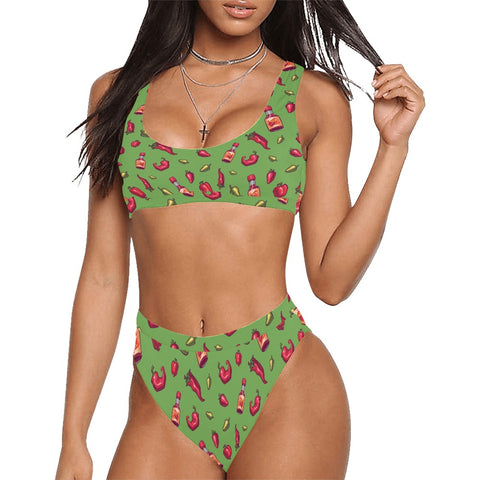 Spicy-Womens-Bikini-Set-Light-Green-Model-Front-View