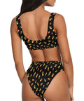 Pineapple-Women's-Two-Piece-Bikini-Black-Model-Back-View