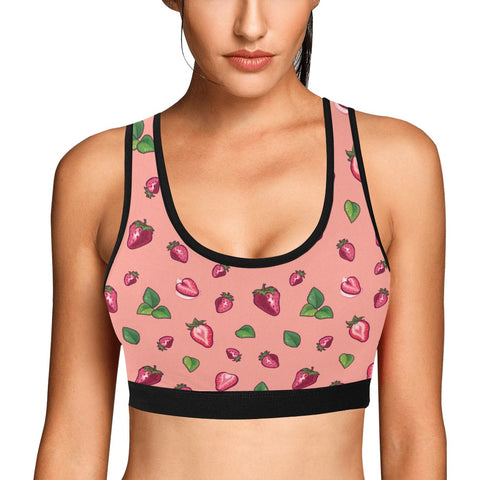 Strawberry-Womens-Bralette-Coral-Model-Front-View