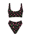 Strawberry-Womens-Bikini-Set-Black-Front-View
