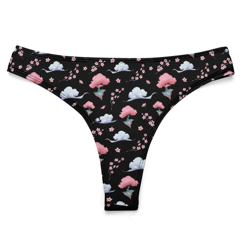 Sakura-Tree-Womens-Thong-Black-Product-Front-View