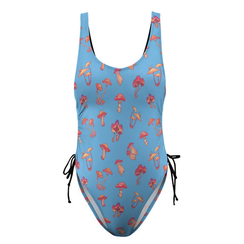 Mushroom-Womens-One-Piece-Swimsuit-Sky-Blue-Product-Front-View