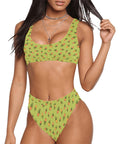 Pineapple-Women's-Two-Piece-Bikini-Lime-Green-Model-Front-View