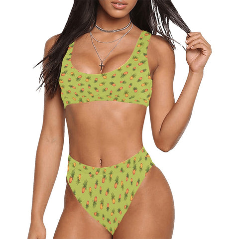 Pineapple-Women's-Two-Piece-Bikini-Lime-Green-Model-Front-View