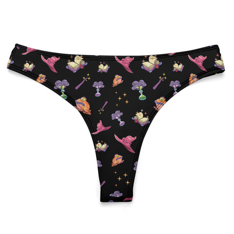 Spells-and-Potions-Women's-Thong-Black-Product-Front-View