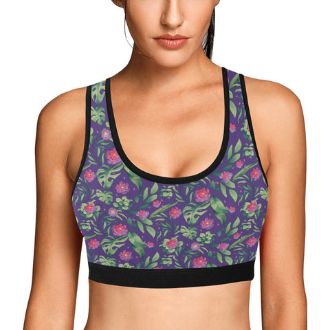 Jungle-Flower-Womens-Bralette-Purple-Pink-Model-Front-View