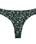 Jungle-Flower-Womens-Thong-Black-Purple-Product-Front-View