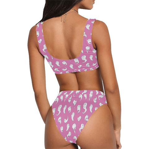 Retro-Ghost-Womens-Bikini-Set-Pink-Model-Back-View